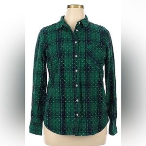 Green Plaid Women’s Button-up Shirt (Medium Size)